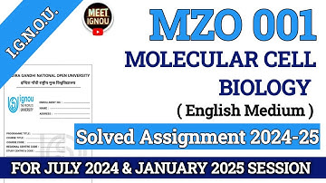 MZO 001 Solved Assignment 2025-26 // Molecular Cell Biology // #mzo001_assignment #mzo001 #mzo