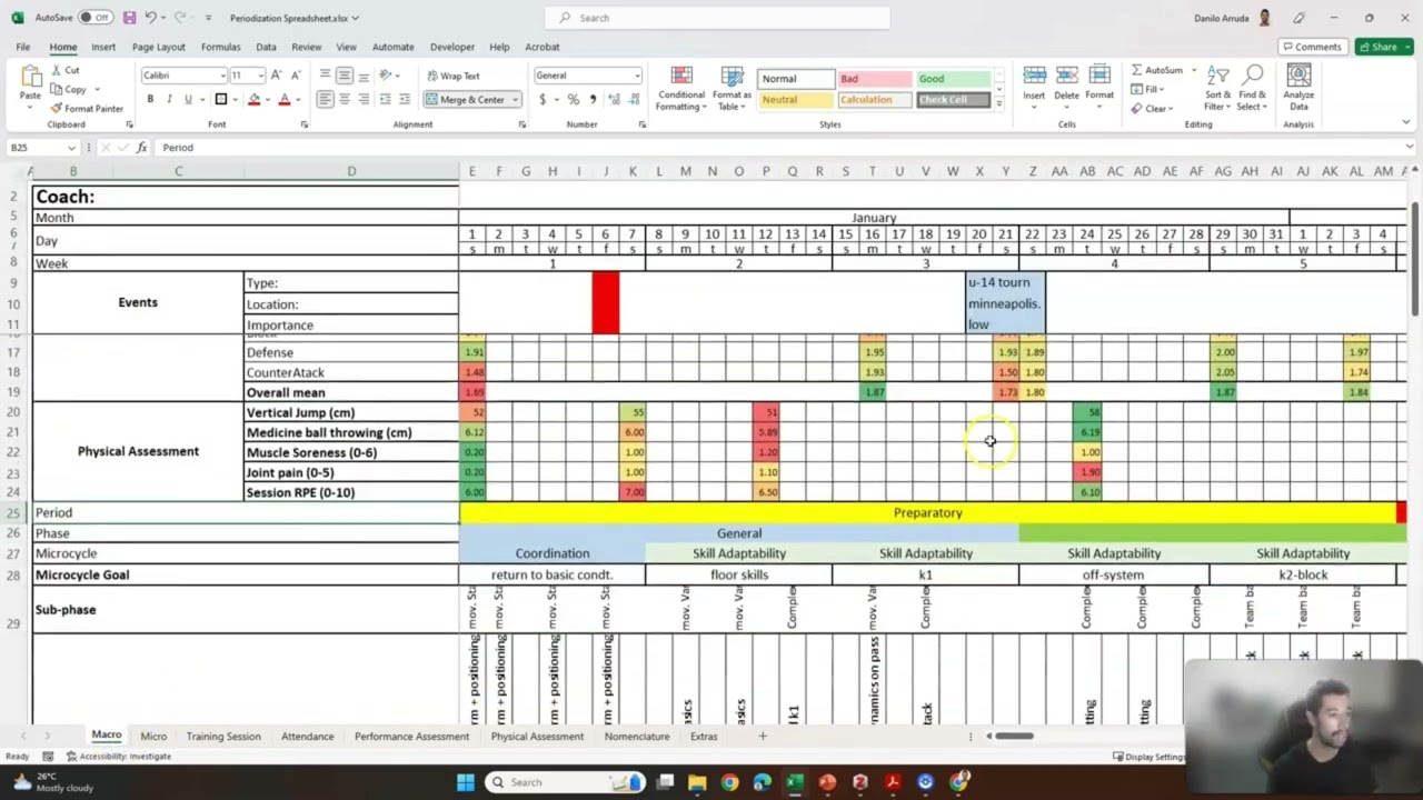 Applying Periodization Planning in Team Sports   Periodization Excel Spreadsheet