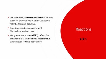Training & Development - Lecture 7 - Training Outcomes - Reactions