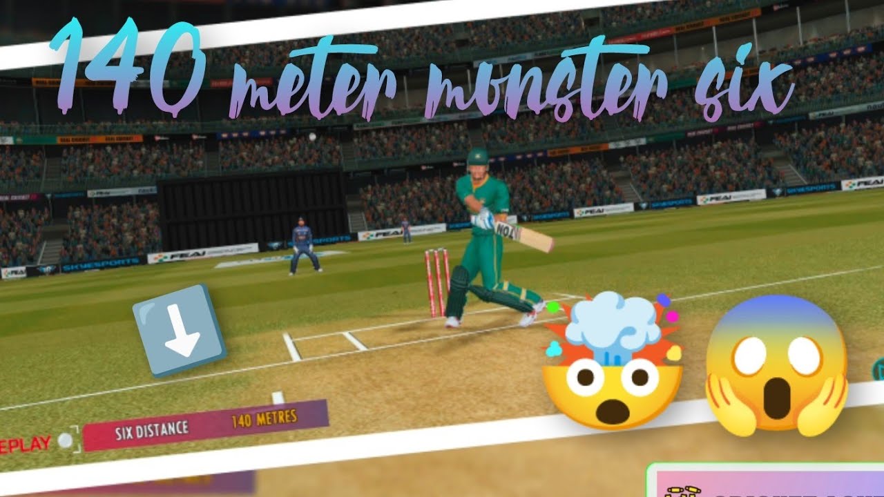 140 meter huge six 😱🤯 in real cricket 22 | 140 m monster six 
