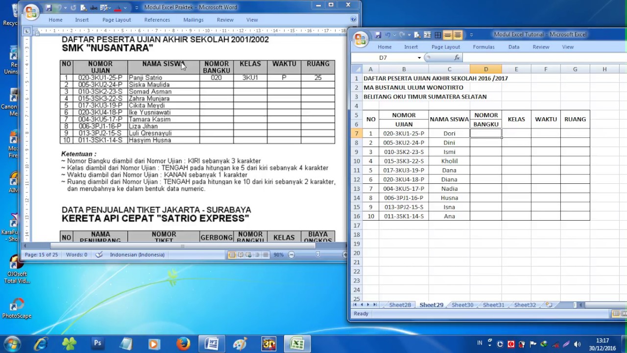 Contoh Rumus Left Mid Right Dalam Microsoft Excel Youtube
