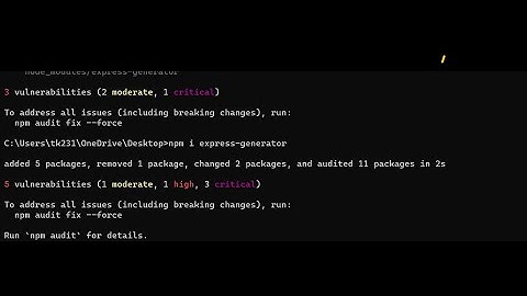 Node.js, how to solve vulnerability issues||npm i express-generator error||fix npm vulnerabilities