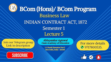 Business Law Lecture 5 Introduction to Indian Contract Act,1872 BCom, BCom(hons), CA,CS,CMA,BBA,LLB