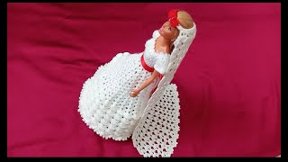 Barbie gelinlik Novia tejido #crochet #barbie #sewing #baby