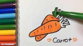 A Carrot Coloring Page, Learn Colors, How to Draw A Carrot