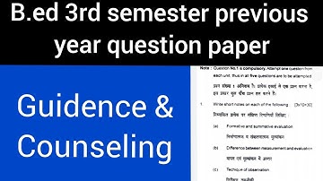 guidance and counseling previous year question paper || b.ed 3rd semester paper || let