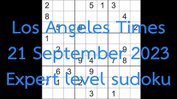 Sudoku solution – Los Angeles Times 21 September 2023 Expert level