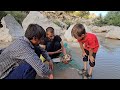 🐟Rural fisherman men.  Babak and Ali went fishing on a hot summer day