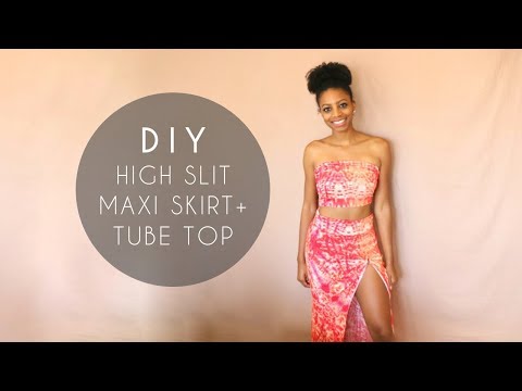 DIY High Slit Maxi Skirt + Tube Top (No Sewing Required) : 5 Steps ...
