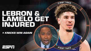 Stephen A. reacts to LeBron's injury, LaMelo's ankle \& the Knicks winning again 🏀 | First Take