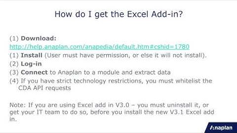 Anaplan Customer Webinar: Excel Add-in v3.1
