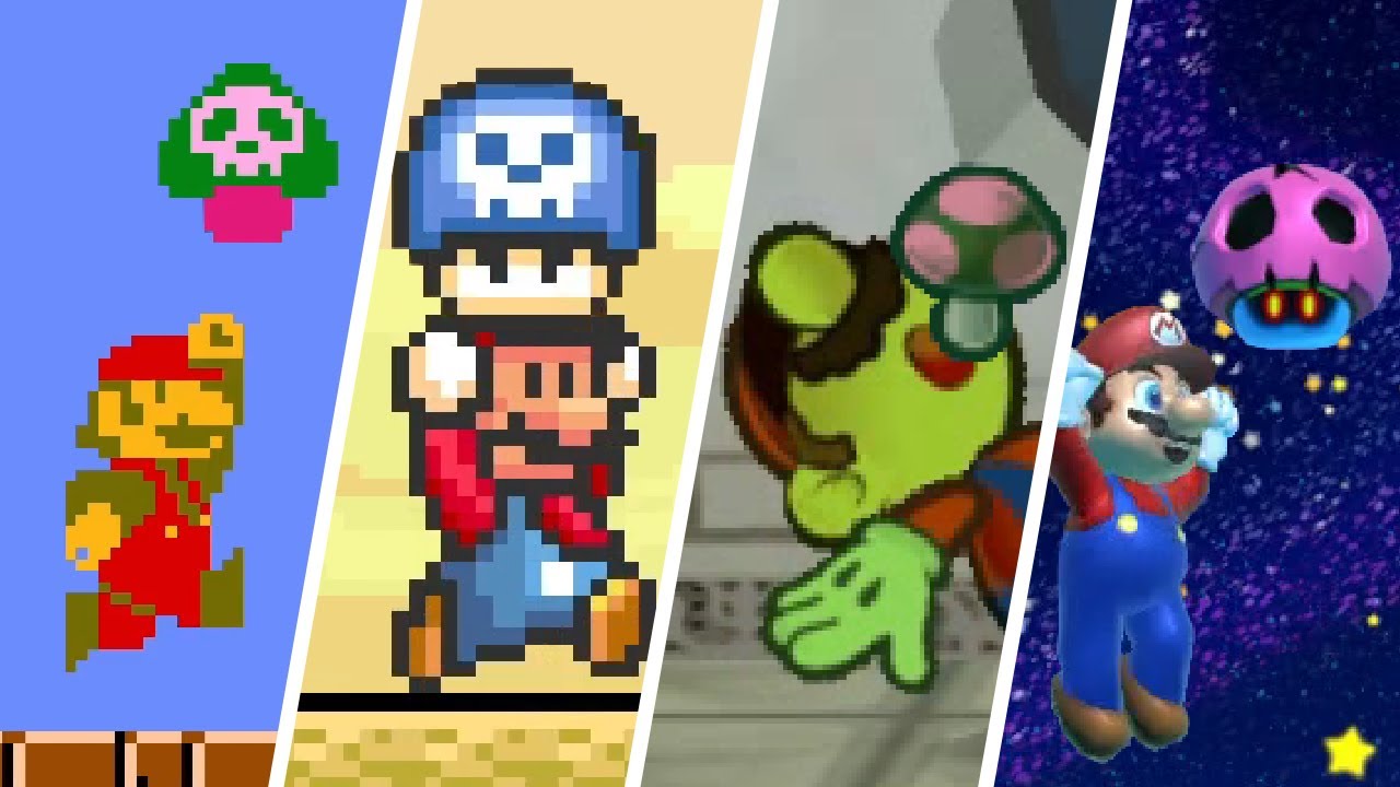Evolution of Mario Eating Poison Mushroom (19862021) YouTube