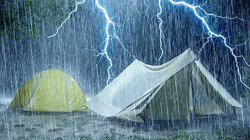 ⚡Terrible Thunderstorm Sounds for Sleeping | Powerful Rain on Tent & Intense Thunder on Stormy Night