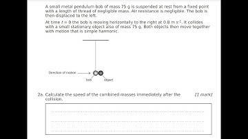 IB Physics -Topic 2 Mechanics Qc#7 Inelastic Collision-A small metal pendulum bob