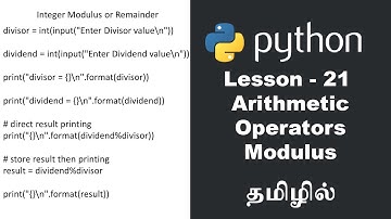 Python - Lesson - 21 - Arithmetic Operators - Modulus