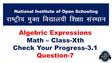(Check Your Progress 3.1 Question-7) NIOS Math Class 10th