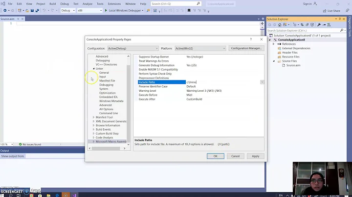 How to setup and run assembly code in Visual Studio 2019 (using Irvine32 library)