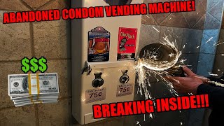 Found Abandoned Condom Vending Machine! Breaking Into Abandoned Vending Machine Loaded With Money!!