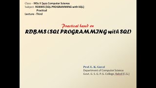 MSC IICS PRACTICAL LECTURE 3 (SQL)