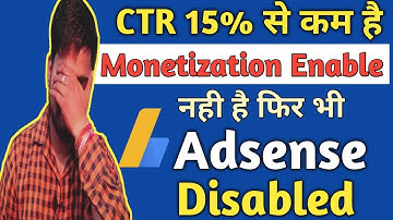 CTR 15% से कम हे फिर भी Google Adsense Disabled just after YouTube Monetization