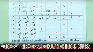 "ODD C" Trick of Sudoku and Hidden Clues | English#12 | KS Rao | Sudoku Tricks | Implicit Reality
