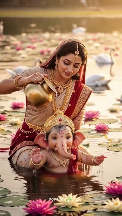 Little Ganesha’s Divine Play – A Mother’s Love Parvathi Ganesha ❤️ #bhakti #bhaktibhajan