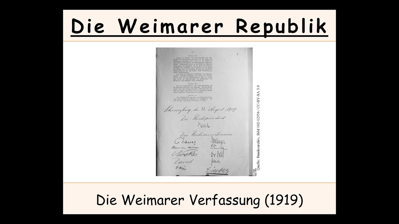 Welche Staatsämter Und Gremien Gibt Es In Der Weimarer Verfassung Weimarer Verfassung erklärt (Weimarer Republik) - YouTube