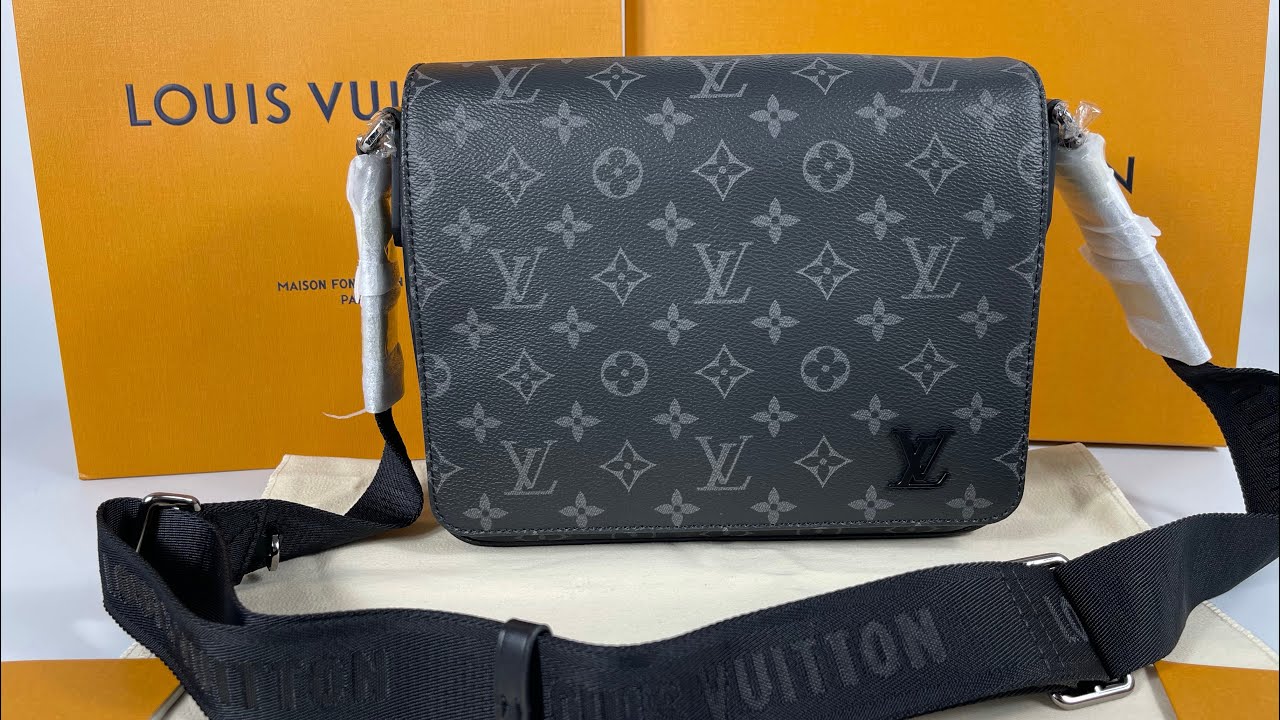 Louis Vuitton Sac District Pm M46255 Messenger Bag Black Men's Satchel  Unboxing 