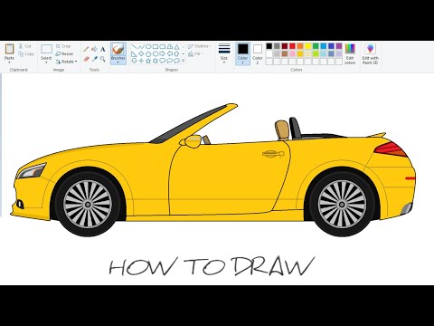 How to draw Open Convertible Car on your computer using Ms Paint | Car Drawing Tutorial.