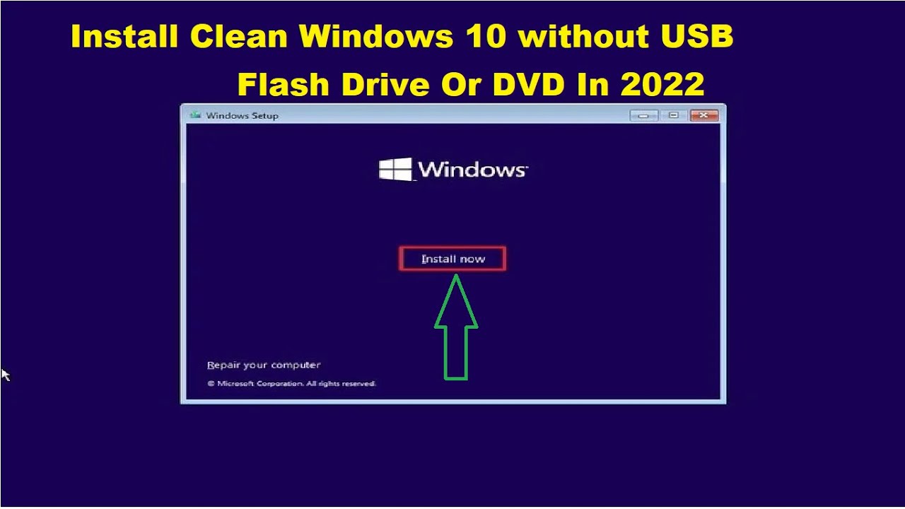 How To Install Windows 10 Without USB Pendrive Flash Drive Or DVD In