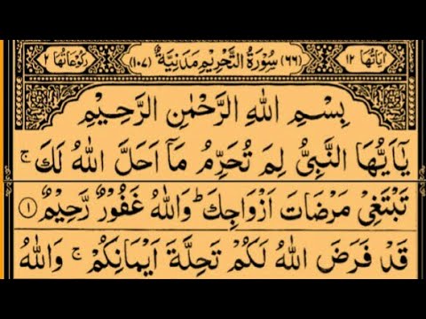Surah At Tahrim By Sheikh Saud Ash Shuraim Full With Arabic Text HD 66 سورۃ التحریم