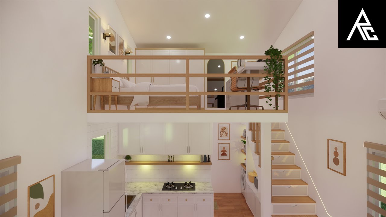 amazing tiny house with bedroom loft design idea (4x6 meters)