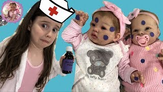 *SICK REBORN BABIES!* CAN DOCTOR ALIYAH HELP?  For Theme Thursday  Polka Dots & Purple