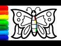 How to draw cute butterfly and fun coloring for kids