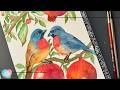 Meditative Watercolor Birds & Pomegranates 🌿 | Slow Botanical Painting Tutorial