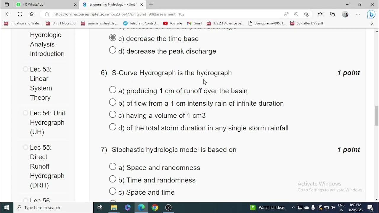 NPTEL Engineering Hydrology Week 8 Assignment 8 nptel YouTube