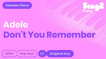Adele - Don't You Remember (Karaoke Piano)