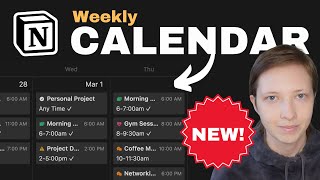New! Notion Feature: Weekly Calendar for Task Planning! (Free Template)