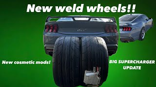 2024 Mustang Gt Weld Racing Wheels install!! Cosmetic mods+ supercharger updates! **Big Burnout**