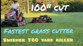 Fastest way to cut grass 100 with Swisher T60 pull behind mower ,big yard killer in no time