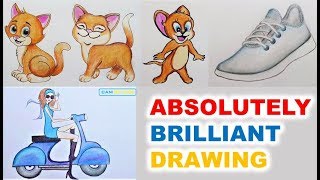 ABSOLUTELY BRILLIANT DRAWING TIPS FOR BEGINNERS | How to Draw Cats,Jerry,Shoe and Cute Cartoon Girl