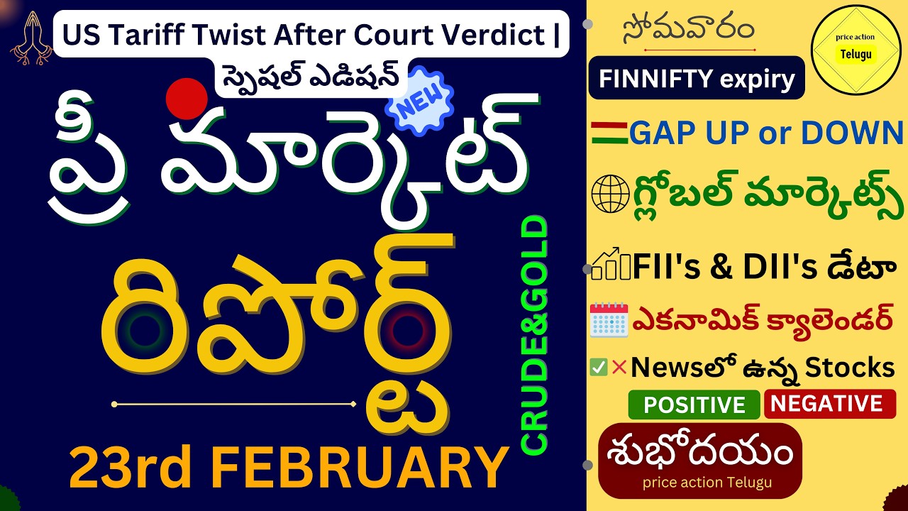 23 Feb 2026 Premarket | Global Tariff Shock Impact |Market Structure Explained | Price Action Telugu