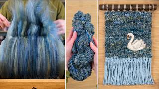 Making Swan Fibre art! (carding, spinning, weaving, needle felting)