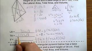 Geometry (Topic 3-3) Area and Volume of Triangular Pyramids