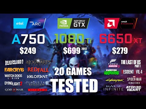 ARC A750 8GB vs GTX 1080Ti 11GB vs RX 6650XT 8GB | R9 - 7950X3D | 1080p - 20 Games Tested