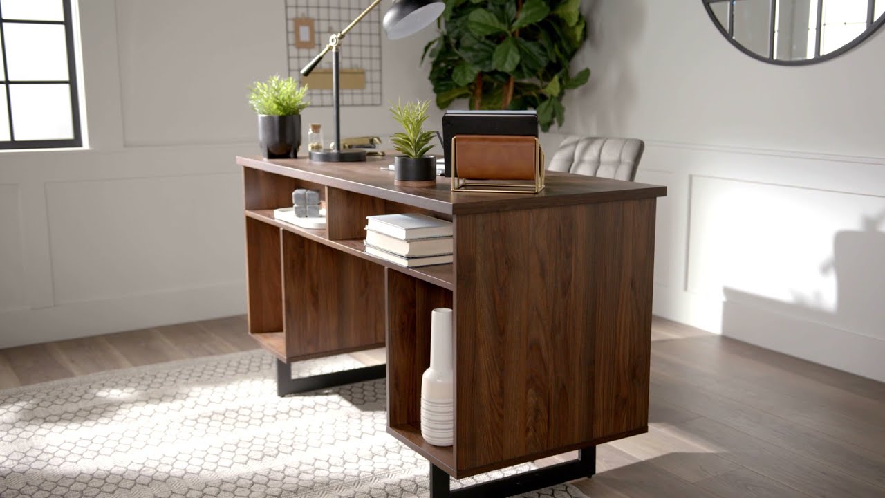 Perkins 54" Executive Desk with Dual Storage - Dark Walnut
