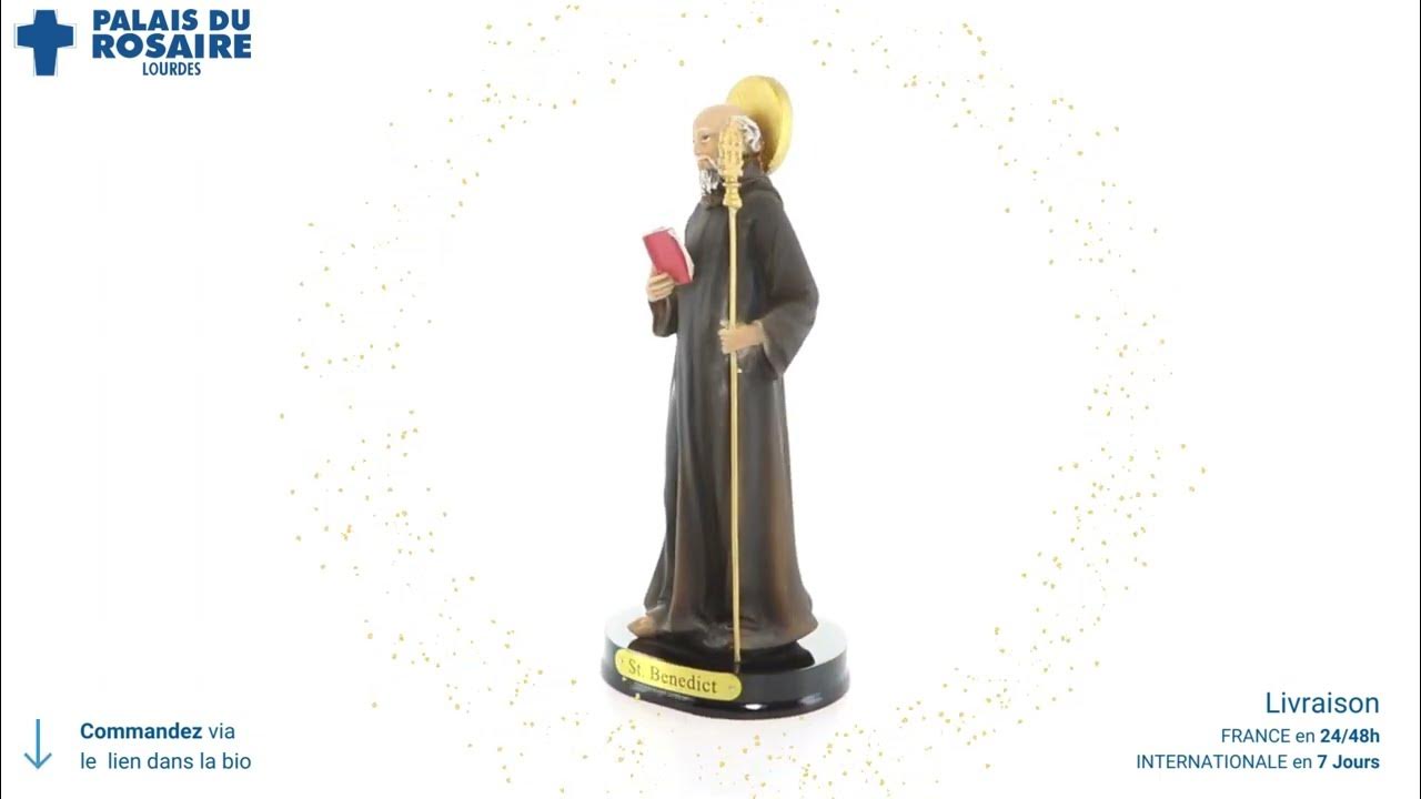 Statue St Benoît résine 22cm YouTube