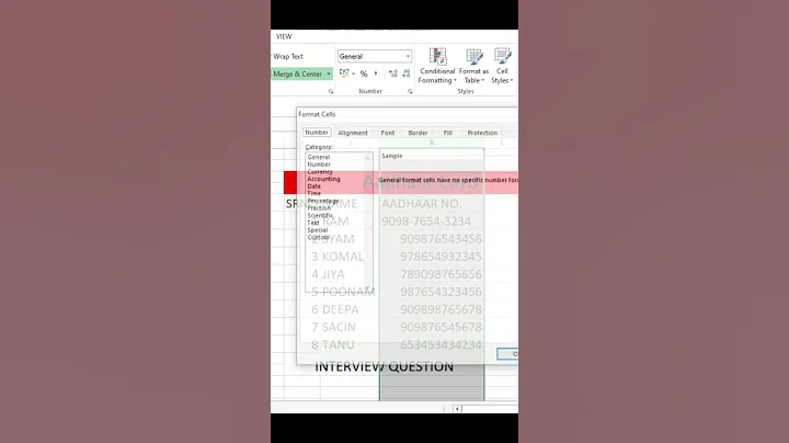 Excel Interview Question Formula#excel #shorts #excelinterview #viralvideos #youtubeshorts