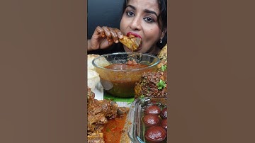 Thumbnail of ASMR Eating Spicy Afghani Mutton Fry,Chicken Curry,Poori Masala Big Bites ASMR Eating Mukbang