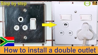 How to install a South African double plug outlet in place of a single outlet -Tutorial - all steps